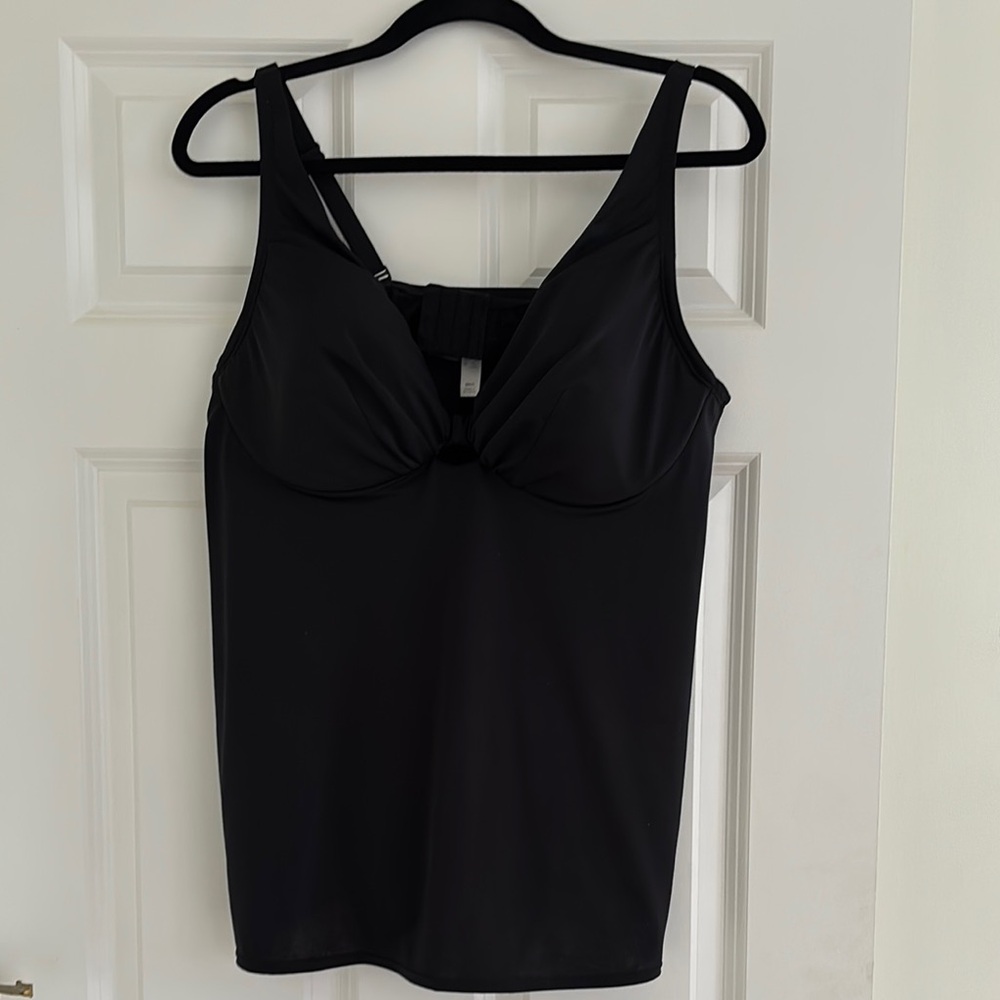 Lane Bryant Black One Piece Swimsuit with V-Neck